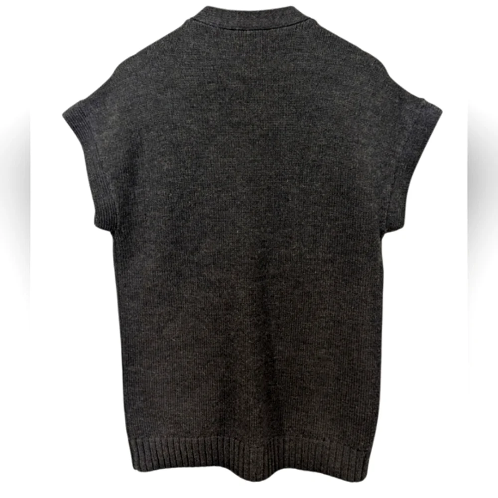 Tory Burch Dark Charcoal Button-Front Knit Vest